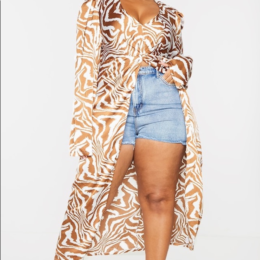 Chocolate Zebra Print Twist Front Longline Top